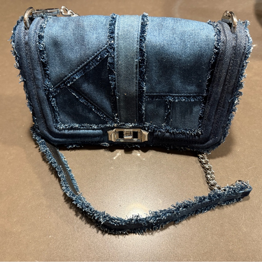 Rebecca Minkoff Dark Denim Frayed Crossbody Bag